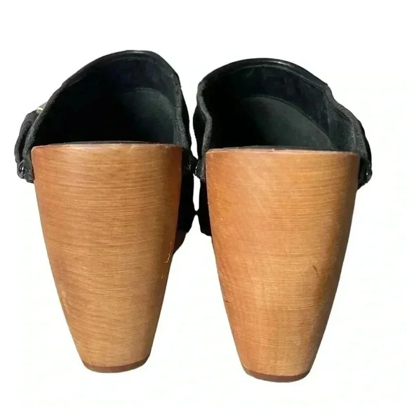 MADEWELL 1937 FOOTWEAR Classic Leather Heel Wood Fringe Studded Clogs Size 7 - Picture 2 of 10